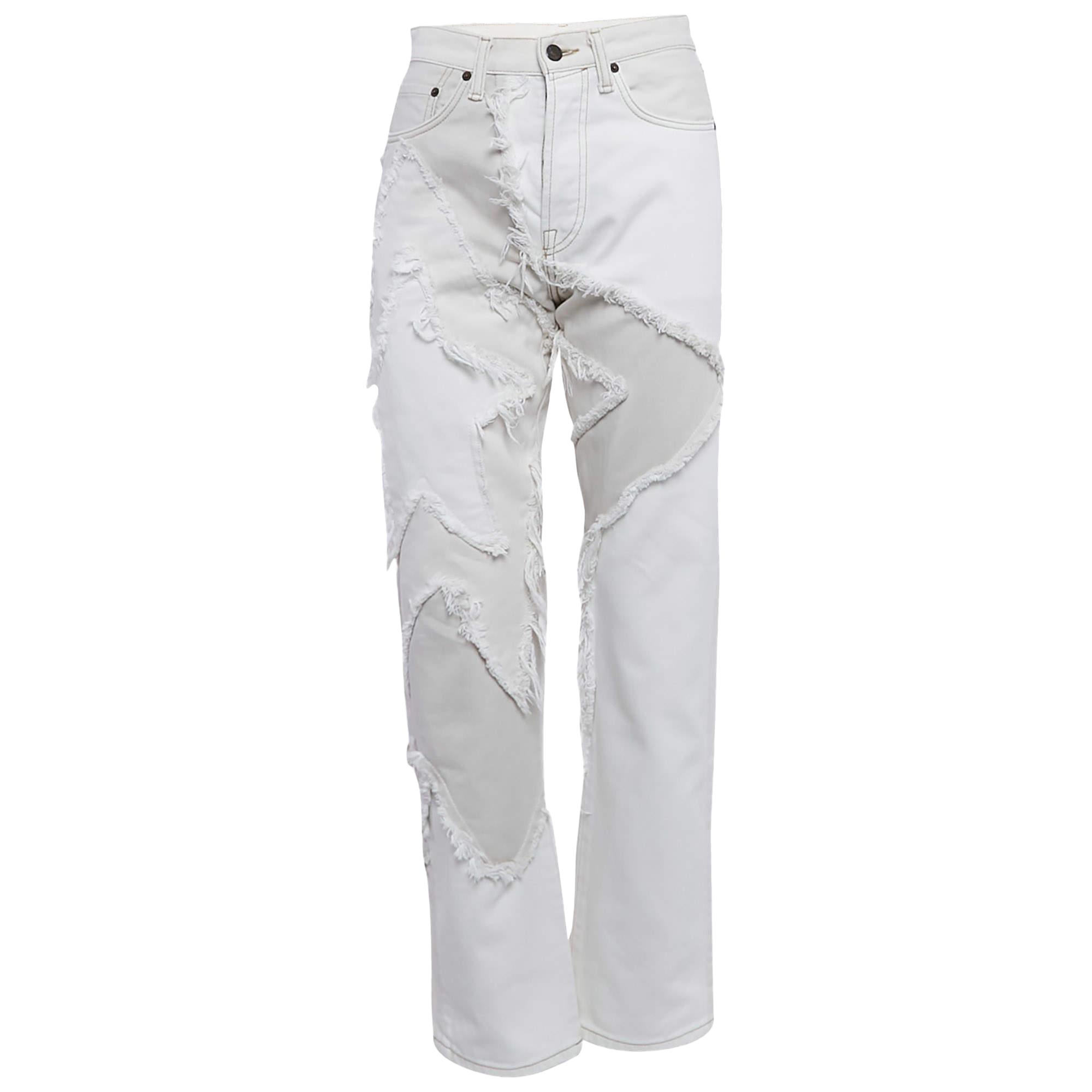 Acne Studios White Star Appliqued Denim Jeans M Waist 28" (Taille 28)