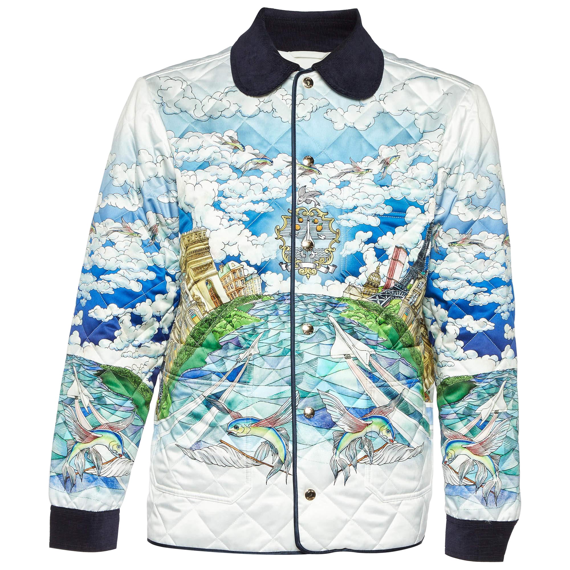 Casablanca Weiß bedruckte Stain Le Vol Ideal gesteppte Jagdjacke L im Angebot