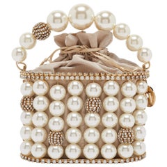 Rosantica Gold Metal Faux Pearl Crystal Embellished Clutch