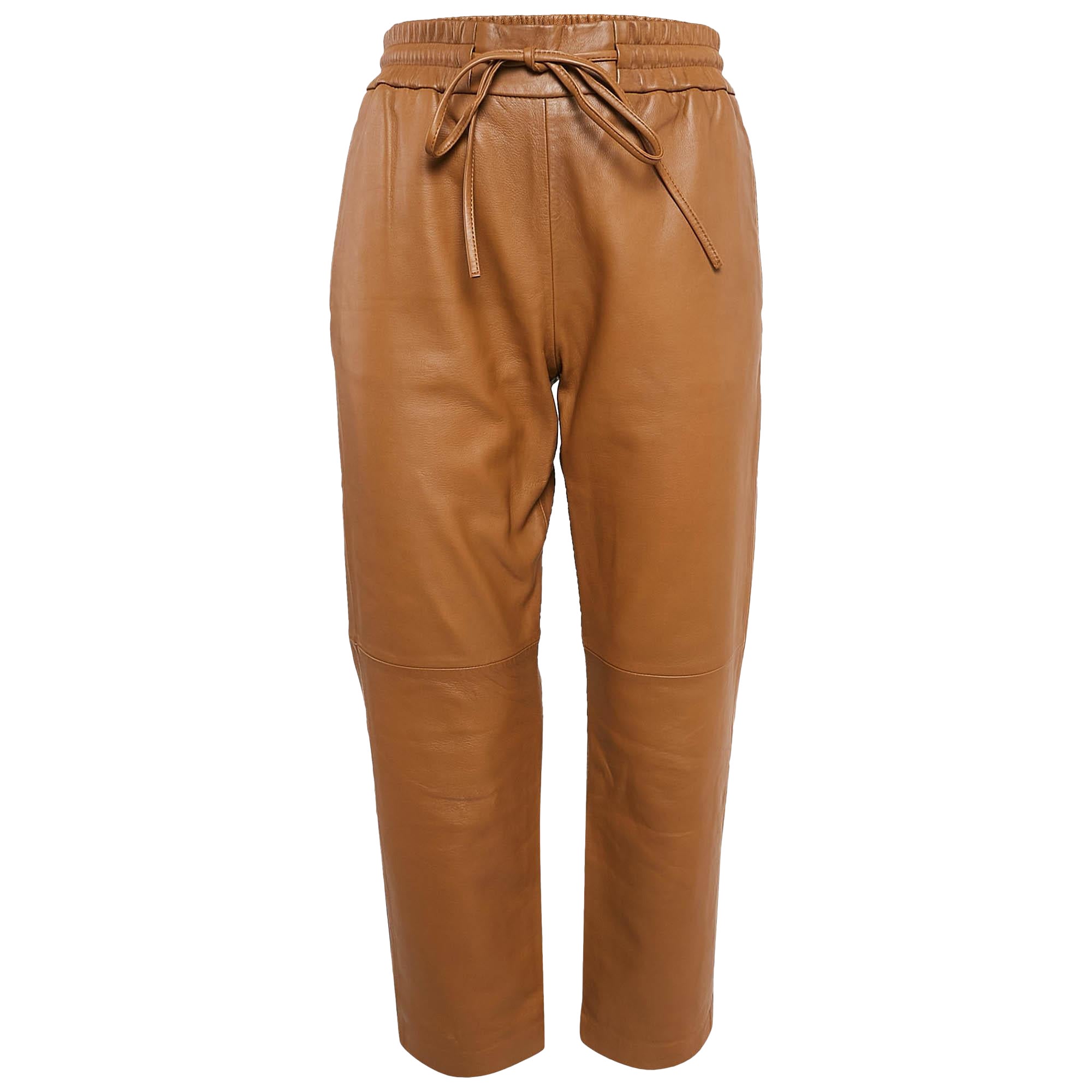 Weekend Max Mara Brown Leather Pants XS For Sale