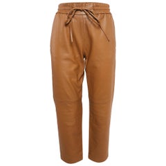Weekend Max Mara Pantalones de piel marrón XS