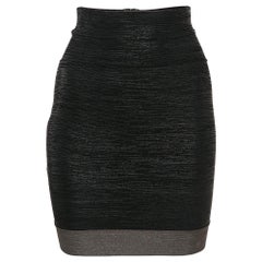 Herve Leger Schwarzer beschichteter Bandage-Strick-Minirock XS