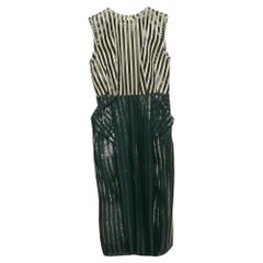 Toga Archives Green Stripe Print Tulle Draped Short Dress S