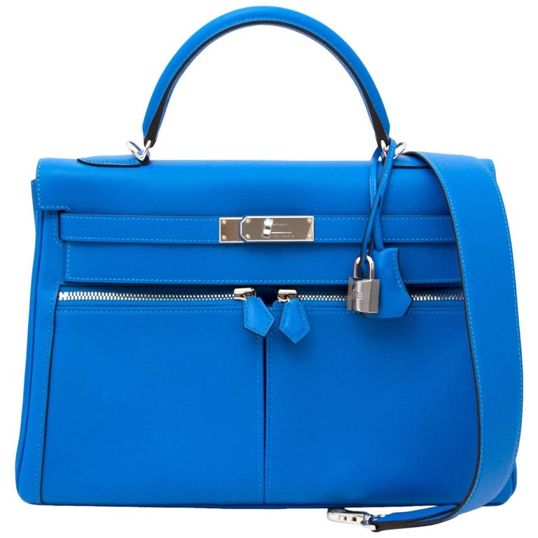 Hermès Kelly Lakis 32 Veau Swift Bleu Hydra PHW at 1stDibs | hermes ...