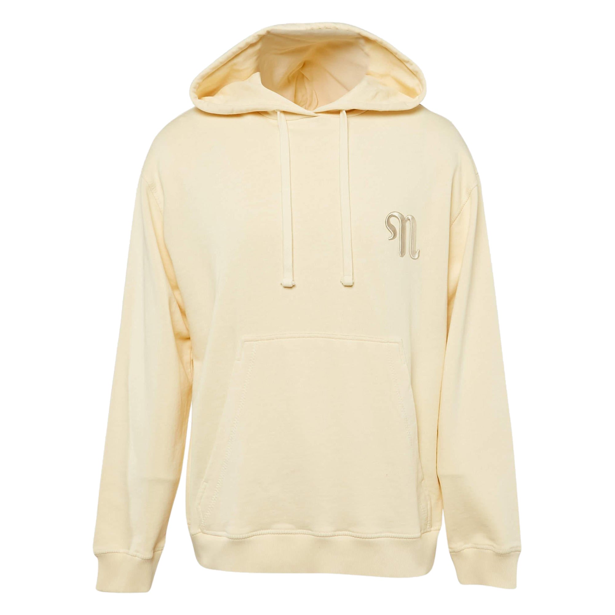 Nanushka Cream n Embroidered Cotton Knit Hoodie S For Sale