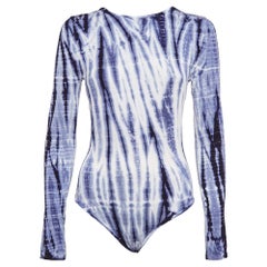 Ninety Percent Blue Tie-Dye Print Tencel Bodysuit M