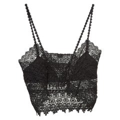 Charo Ruiz Black Lace Sheer Dana Top L