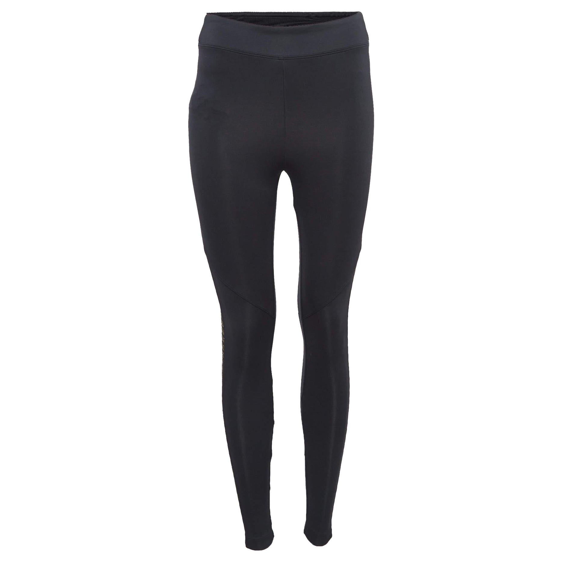 Koral - Leggings in jersey nero con bordi trasparenti in lurex L.L.A.