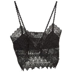 Charo Ruiz Schwarzes Spitzen-Dana-Top L