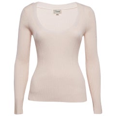 Temperly london Pink Rib Knit Round Neck Sweater M