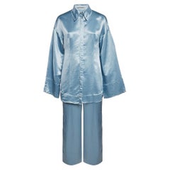Acne Studios Blue Satin Pame Fluid Shirt and Trousers Set S