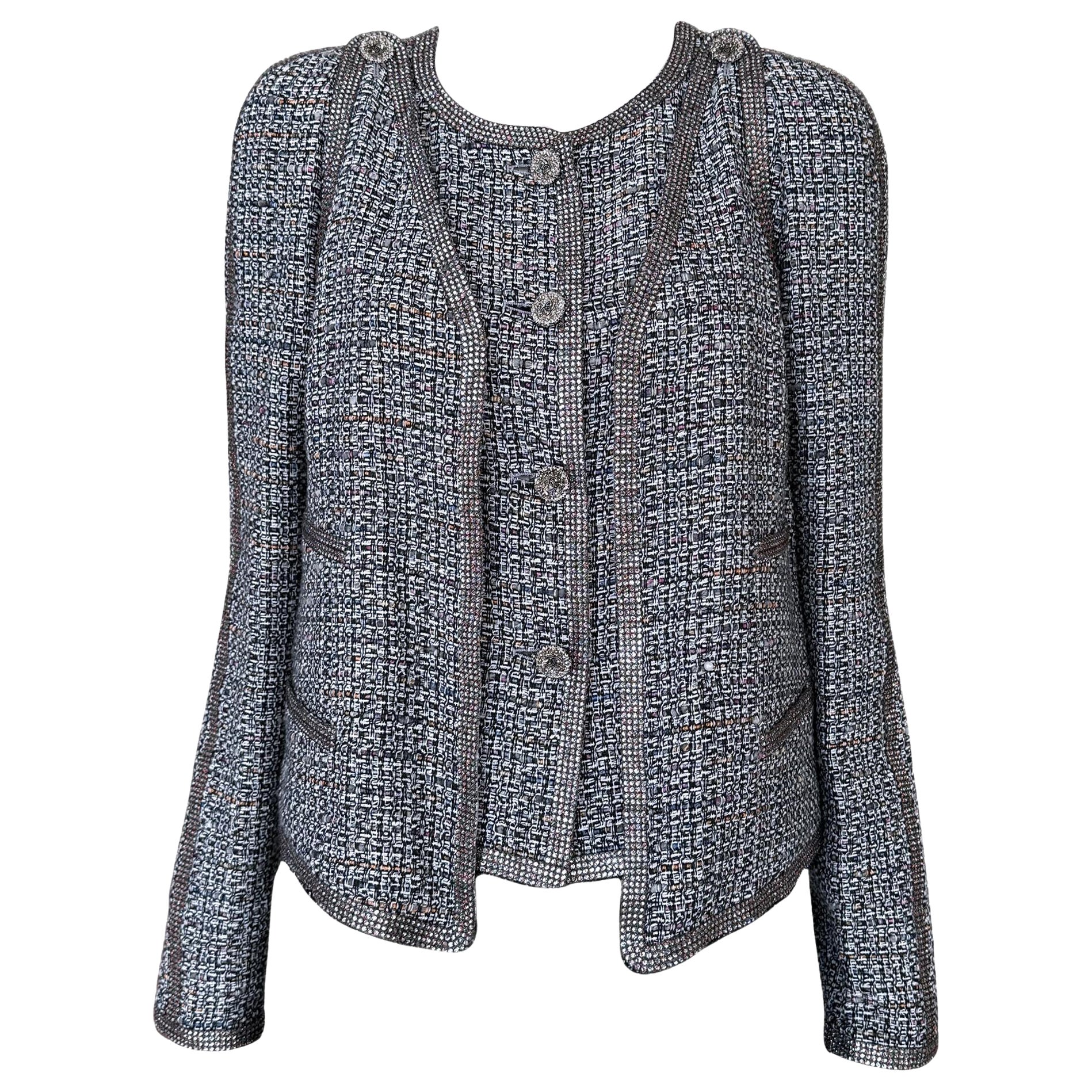 Chanel 14K$ Super Rare Jewel Detail Tweed Ensemble 36 FR For Sale