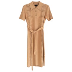 Chanel Nuevo París / Cuba Vestido Beige con Cinturón 38 FR