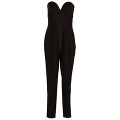 90-s Vintage Gianni Versace Couture Strapless Black Jumpsuit 38 - 2