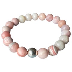 Bracelet de perles d'opale rose A Silver