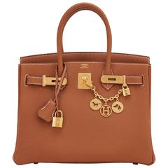 Hermes Gold 30cm Camel Tan Togo Birkin Gold Hardware Classic