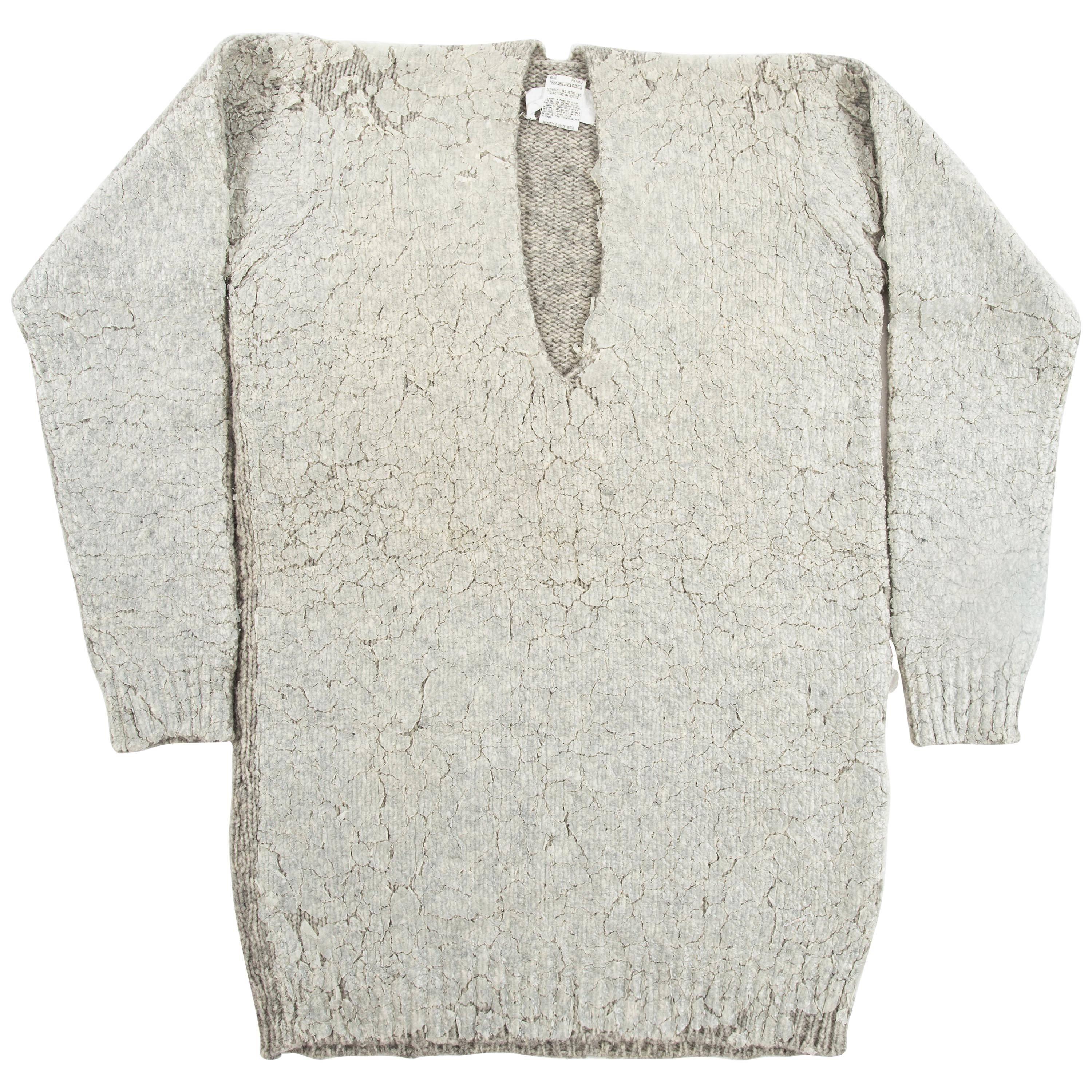 Martin Margiela grey knitted wool oversized sweater, fw 1998 For Sale