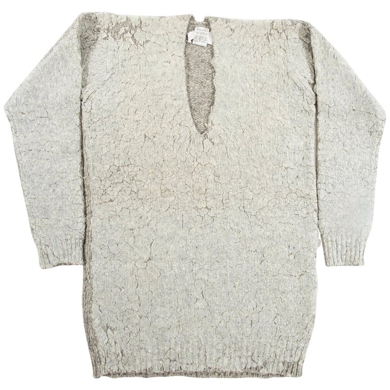 Martin Margiela grey knitted wool oversized sweater, fw 1998 at