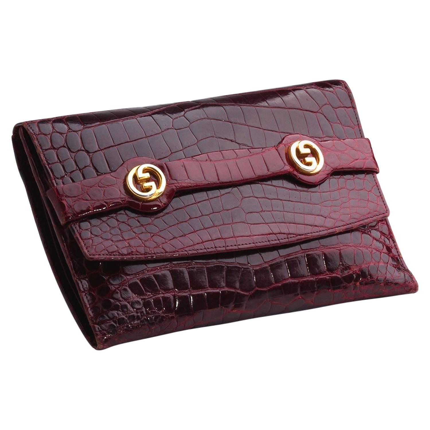 GUCCI vintage crocodile leather WALLET For Sale