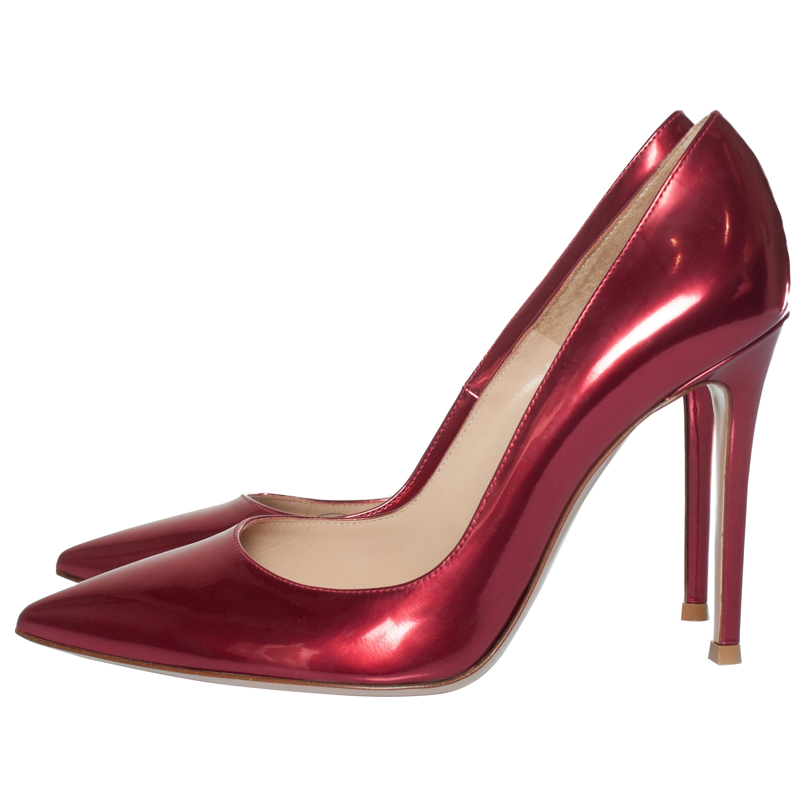 Gianvito Rossi, Mirrored red leather pumps For Sale
