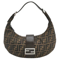 Fendi Croissant Shoulder Bag Medium Zucca Monogram Canvas