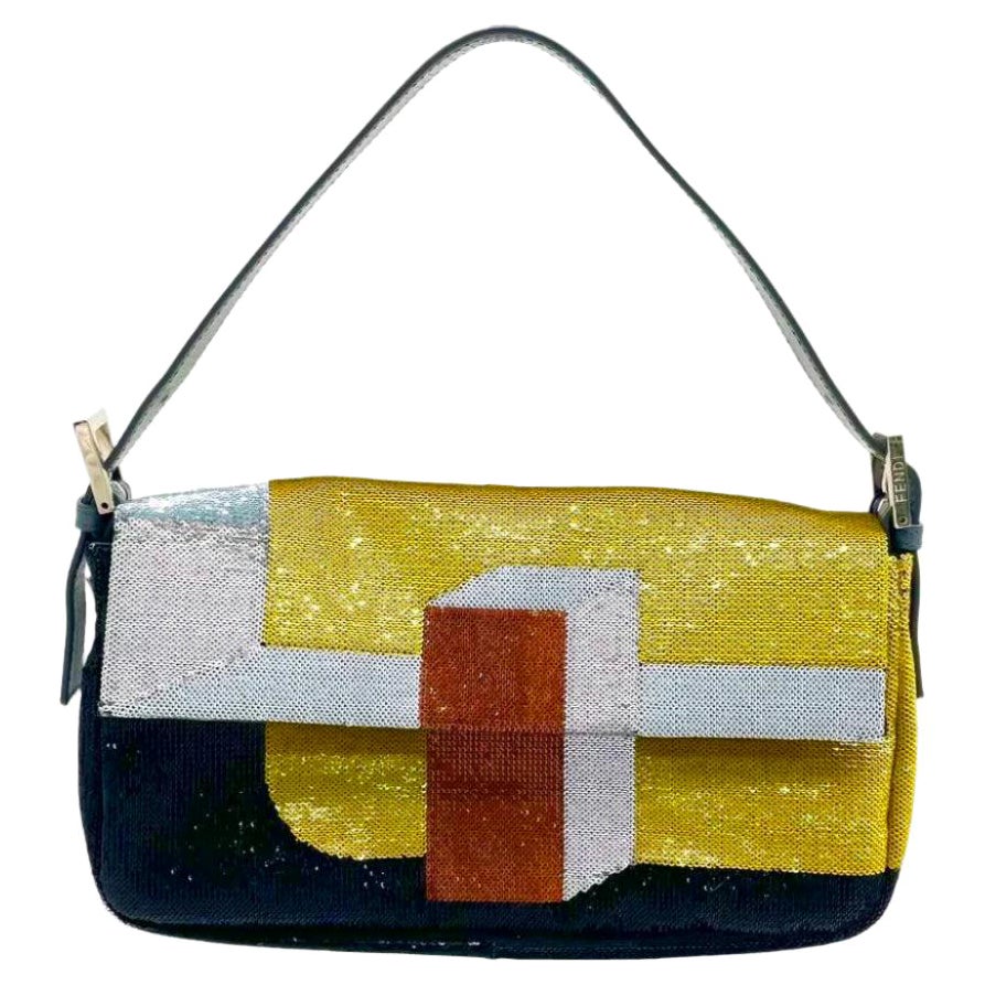 Fendi Borsa a tracolla Baguette Blocks Abstract Pattern Glitter Sequin