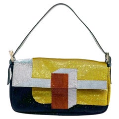 Fendi Baguette Blocks Abstract Pattern Glitter Sequin Shoulder bag