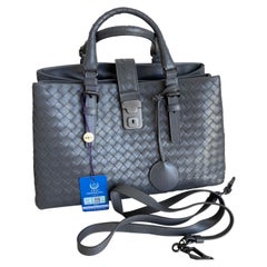Bottega Veneta Roma Handbag Intrecciato Nappa Leather Grey Small 30cm
