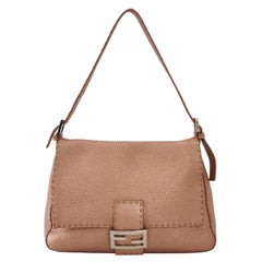 Fendi Mamma Baguette Selleria Calfskin Leather Pink Metallic