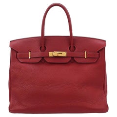 Hermes Birkin 35 Red 54 Rouge Garance Clemence Leather Gold Hardware 2006