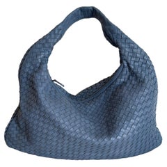 Bottega Veneta Veneta Hobo Misty Blue Intrecciato Leather Bag Medium 47cm