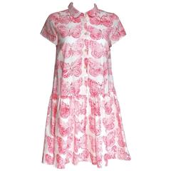 New VALENTINO butterfly pink printed short sleeve dress It44 uk 12 
