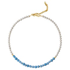 Gray Pearl Denim Beads Necklace -by Bombyx House