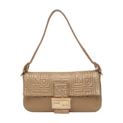 Fendi Baguette 1997 Re-edition 3D Embossed Gold Leather Shoulder bag