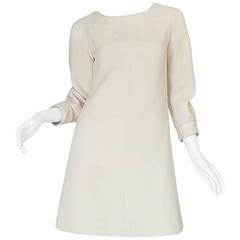 c1966 Courreges Haute Couture Mod Cream Dress 5