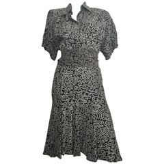 Vintage Norma Kamali Silk Pleated Dress With Sash Size 4.