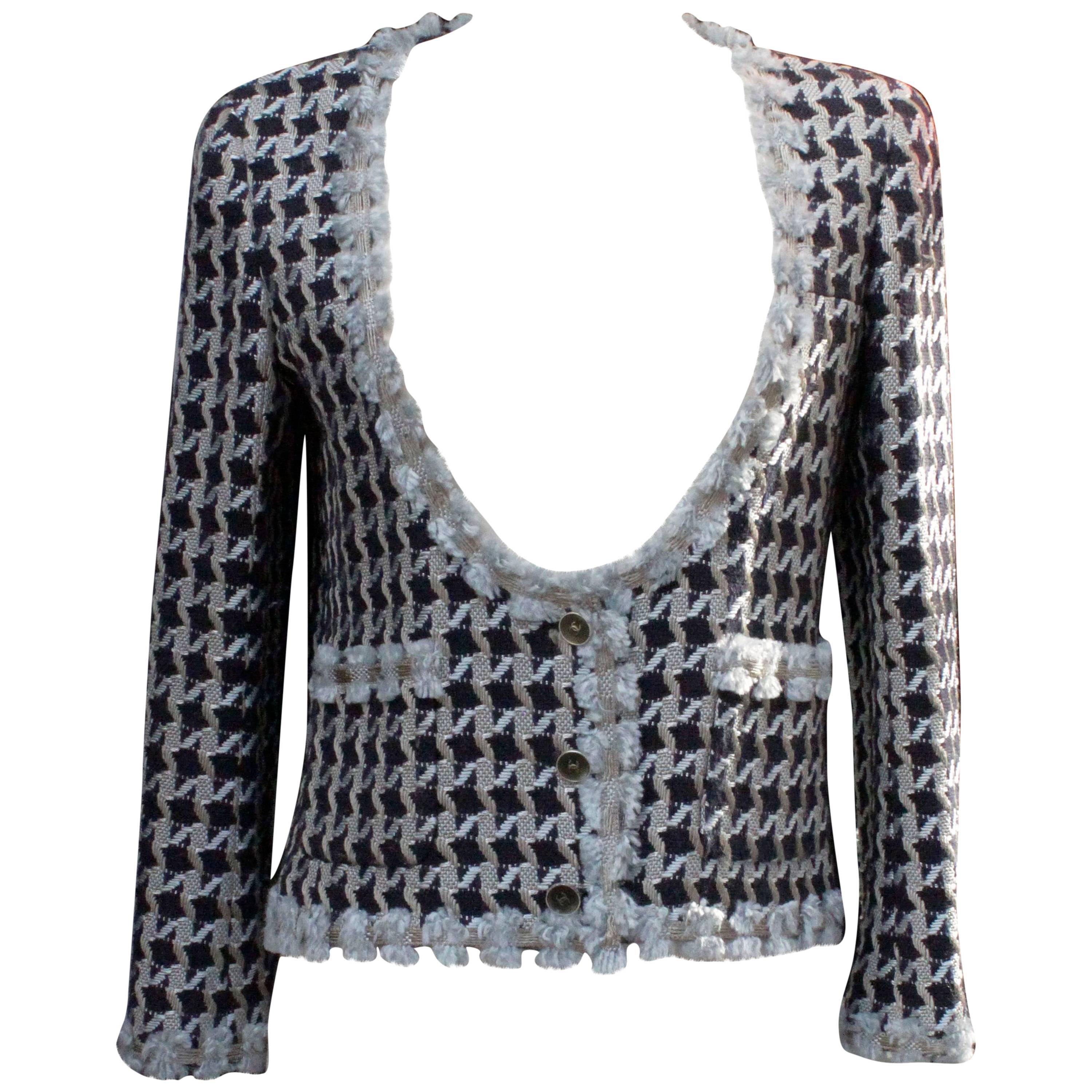 Spring 2005 Chanel Blue and Ecru Tweed Jacket