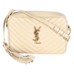 Saint Laurent Avorio Calfskin Matelasse Lou Camera Bag