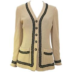 1990s St. John Beige Santana Knit Button Down Top 5