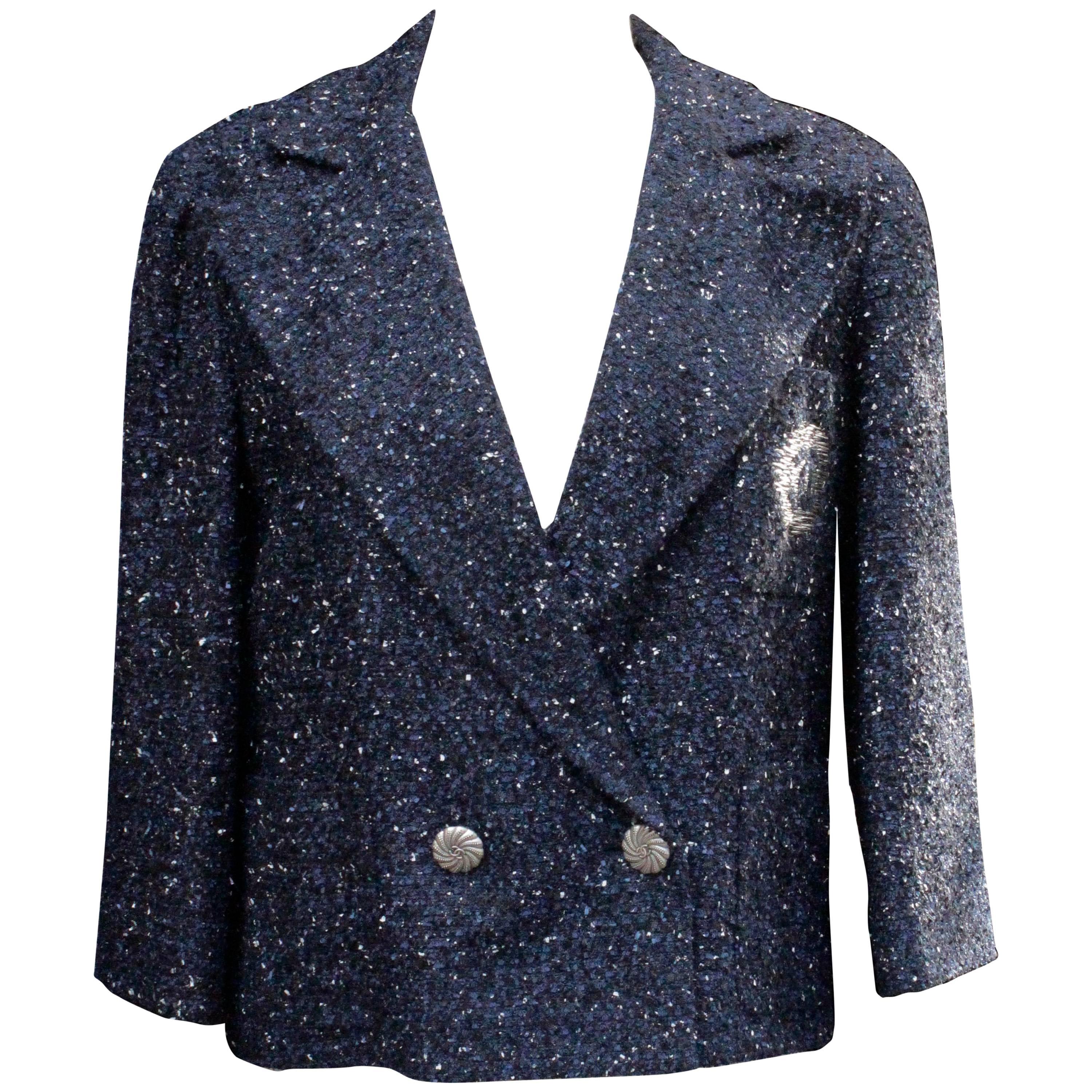 Spring 2012 Chanel Navy Blue Tweed Jacket