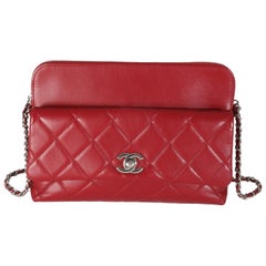 Chanel Burgundy Quilted Lambskin Front Pocket Camera Bag