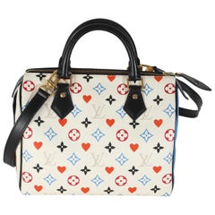 Louis Vuitton White Canvas Game On Speedy Bandouliere 25