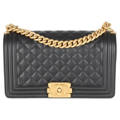 Chanel Black Quilted Calfskin Medium Boy Bag
