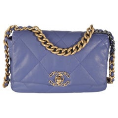 Chanel Purple Quilted Goatskin Chanel 19 Flap Bag
