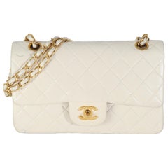 Chanel Vintage 24K Cream Quilted Lambskin Small Classic Double Flap Bag