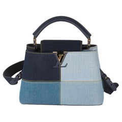 Louis Vuitton Navy Blue Patchwork Denim Capucines BB
