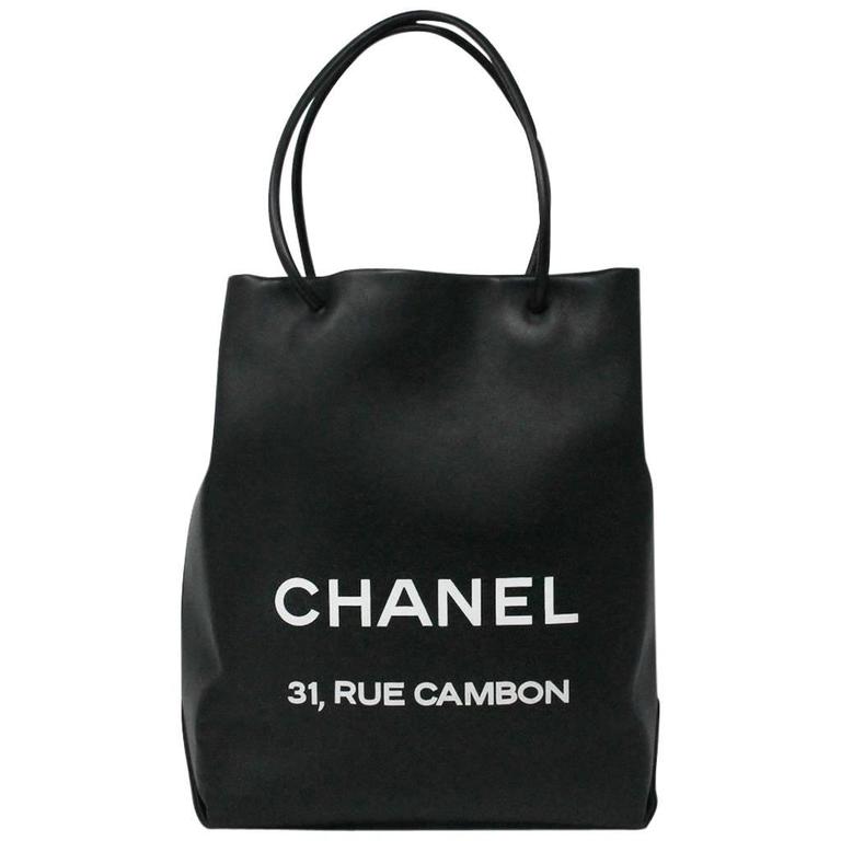 White Leather Essential Rue Cambon Shopping Tote Small