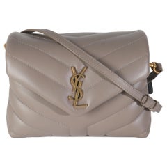 Saint Laurent Greyish Brown Y Quilted Calfskin Toy Loulou Crossbody