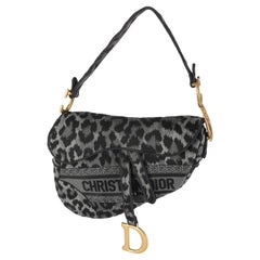 Christian Dior Sella in tela ricamata ghepardo grigio Mizza
