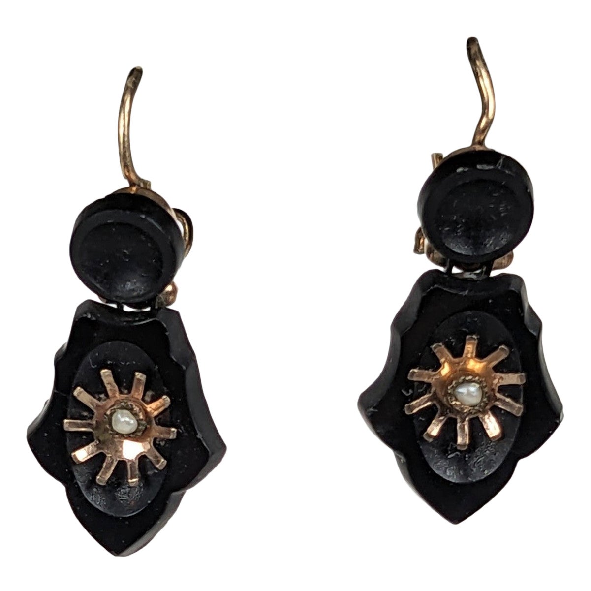 Charming Victorian Onyx Earrings For Sale